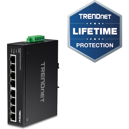 Trendnet 8-Port Industrial Fast Ethernet Din-Rail Switch 1.6Gbps Switching TI-E80
